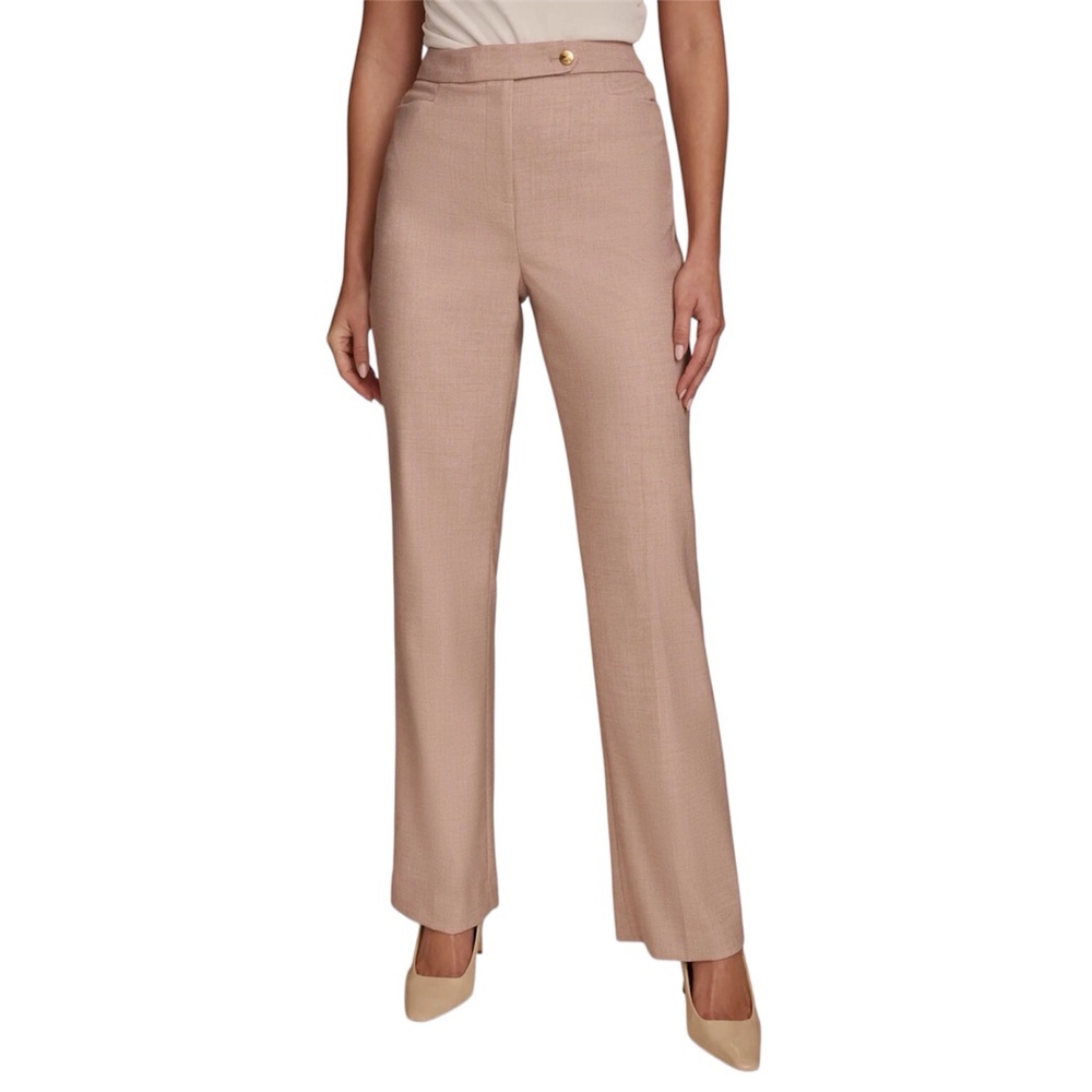 DONNA KARAN Women's Woven Straight Leg Trouser Pants Pink Size 16